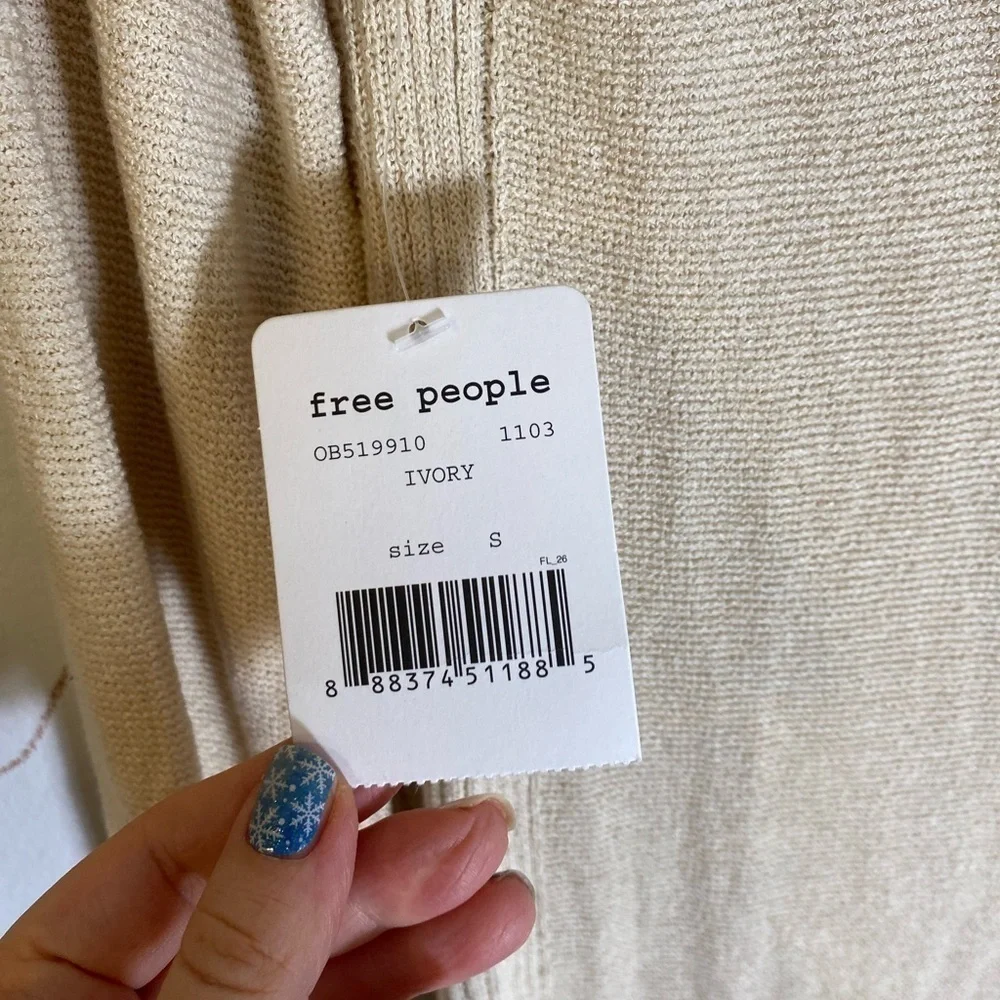 NWT Free People Criss Cross Side Slit Sweater in Cream